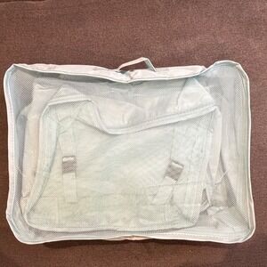 8 Piece Travel Packing Cube Set Luggage Organizers Mesh Light Blue Toiletry Bags